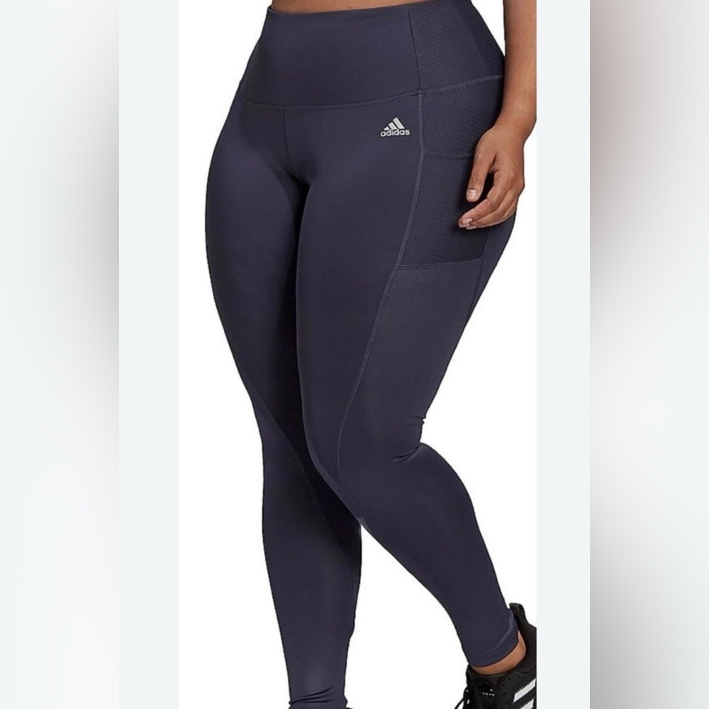 ADIDAS high rise full length Zoe Saldana leggings womens SMALL blue tight